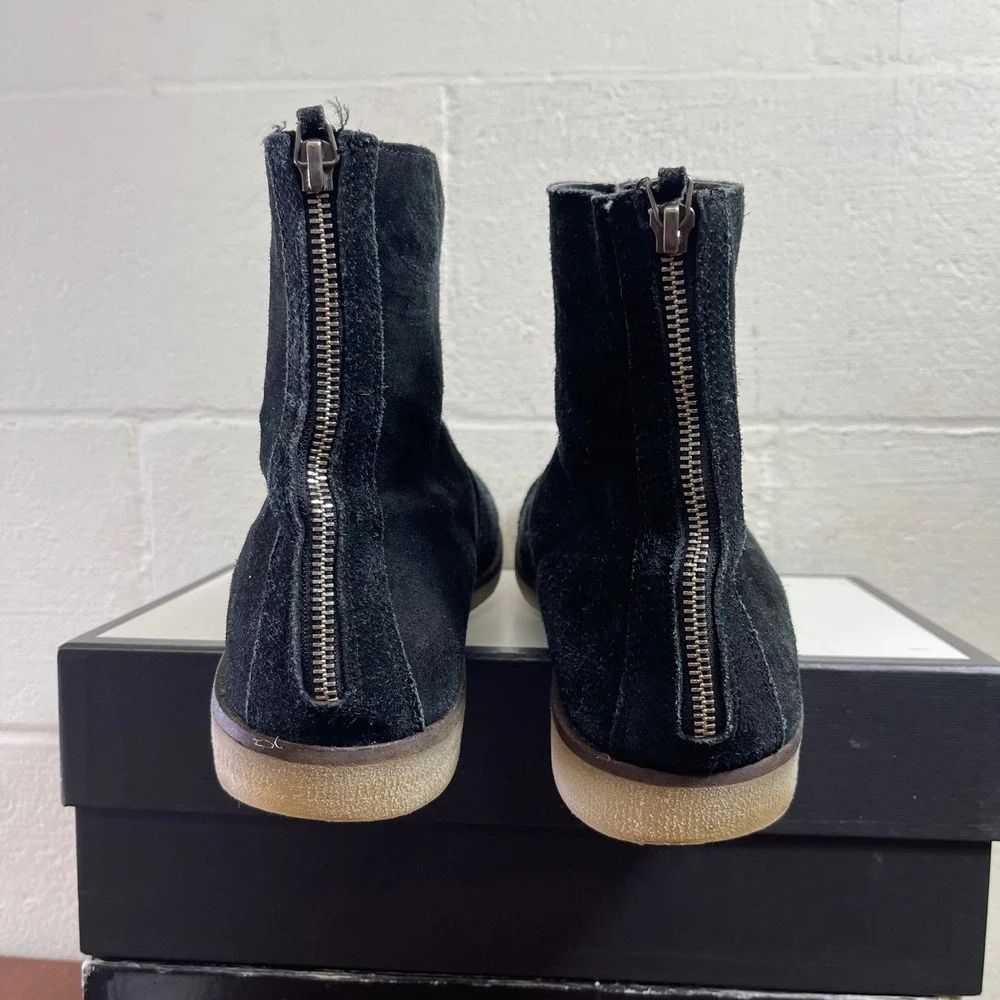 ASOS Black Suede Ankle Boots Back Zipper Crepe Sole Men's‎ Size 10 Made in India